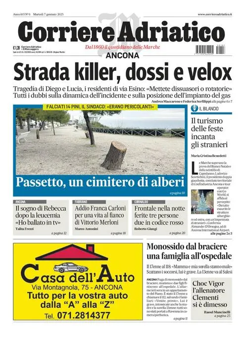 Prima-pagina-corriere adriatico-edizione-di-oggi-07-01-2025